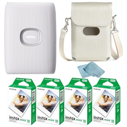 Fujifilm Instant Mini Link 2 Smartphone Printer + Fuji Instant Mini Film (40 Sheets) - BluebirdSales Carrying Case and Microfiber Cleaning Cloth