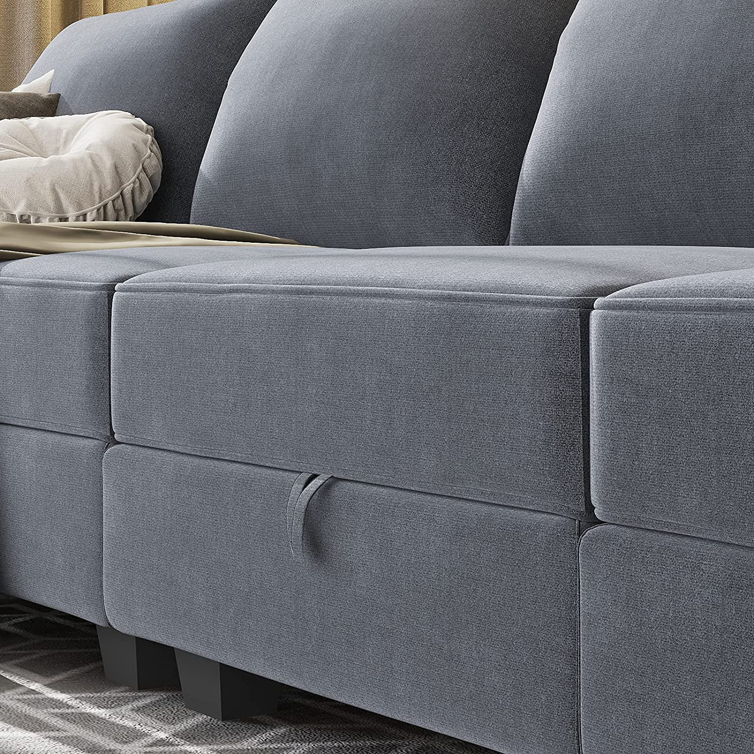 Honbay Sectional Sofas, Bluish Grey Wood