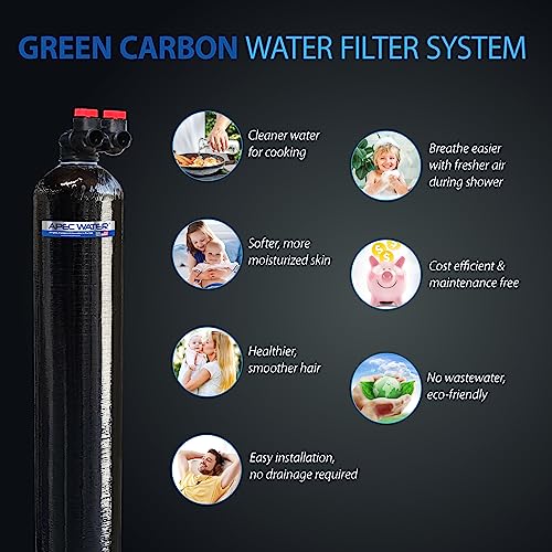 APEC Water Systems GREEN-CARBON-10-FG Premium Whole House Water Filter System Up to 1,000K Gallon, Removes Chlorine, Chloramine
