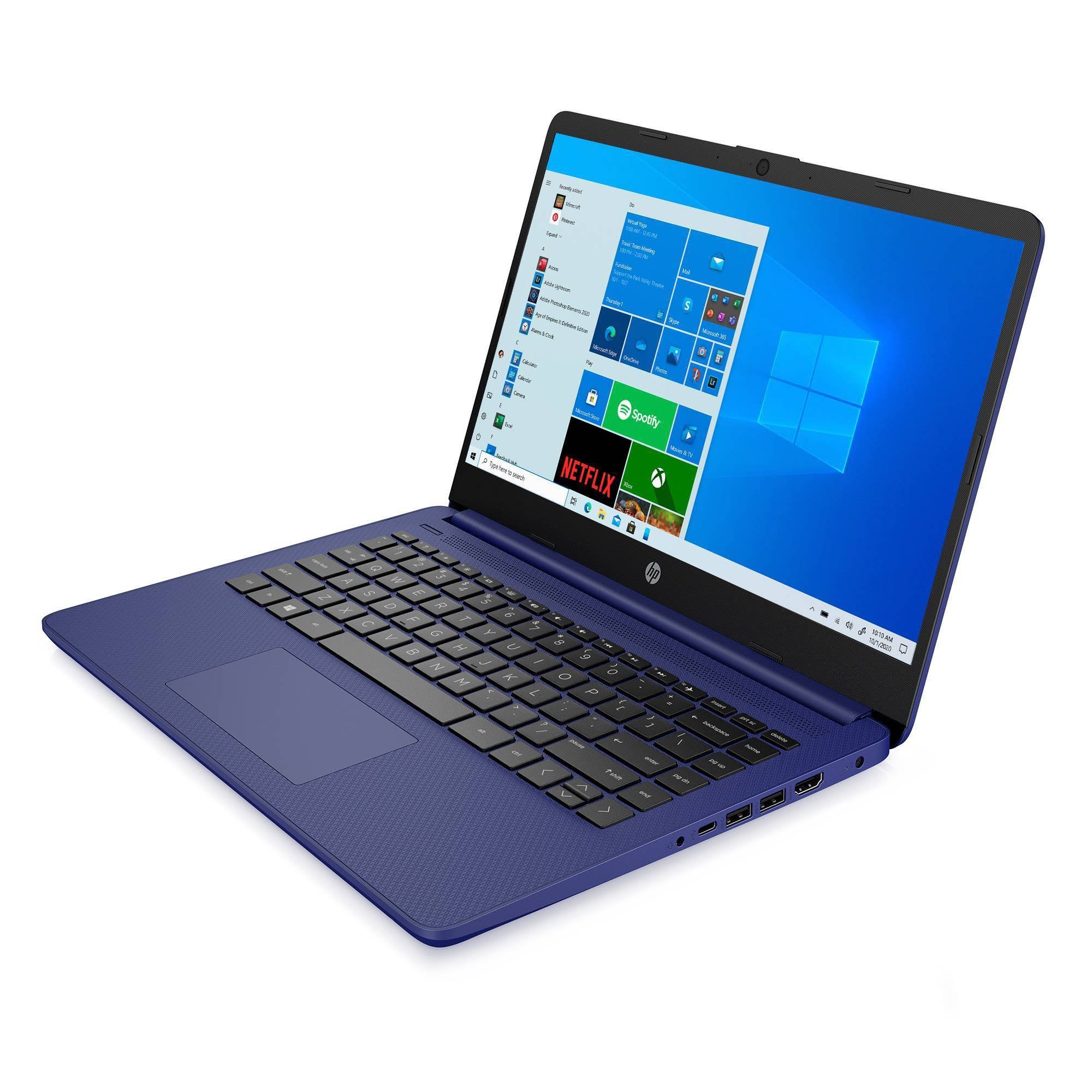 HP 14x22 Laptop with Windows 10 Home in S Mode - Intel Processor - 4GB Ram - 64GB Flash Storage – Indigo Blue (14-dq0005tg)