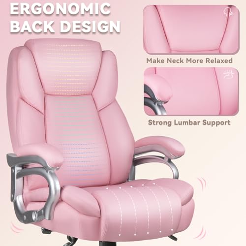 Big and Tall Office Chair 500lbs, Heavy Duty Executive Office Leather Chair for Heavy People