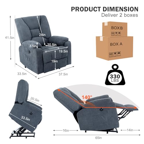 Power Lift Recliner Chair for Elderly, Massage Lift Recliner with Heat & Vibration