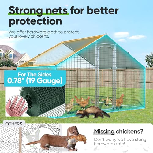 Quictent Large Metal Chicken Coop Run for 10+ Poultry with Galvanized Hardware Cloth and Waterproof Roof Cover