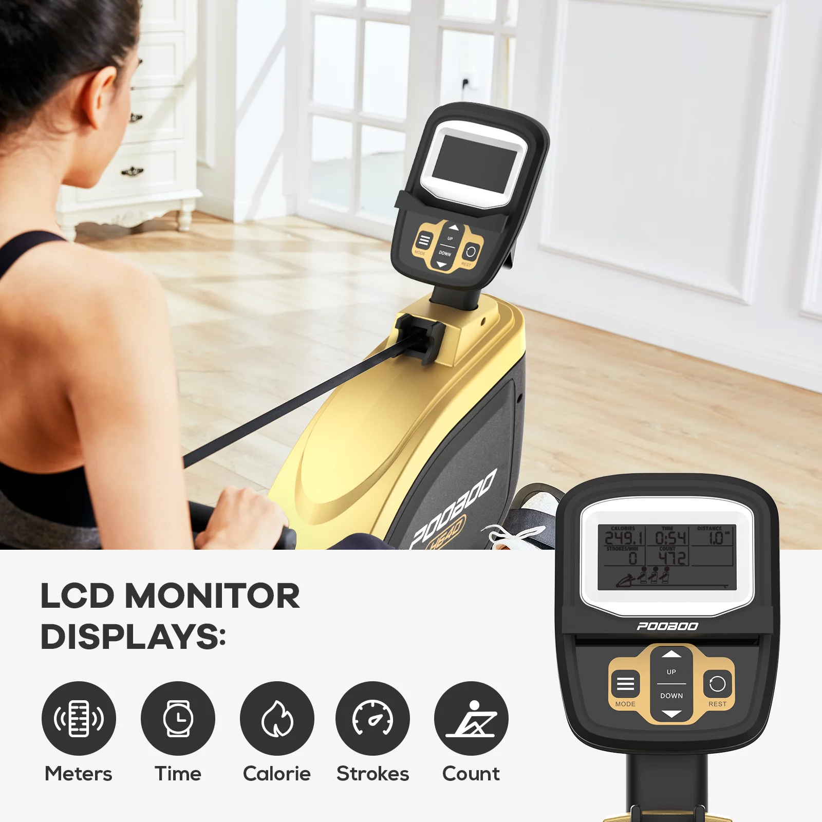 JKANGFIT Folding Rowing Machine - Rowing Machines for Home Use Indoor Magnetic Rower for Full Body