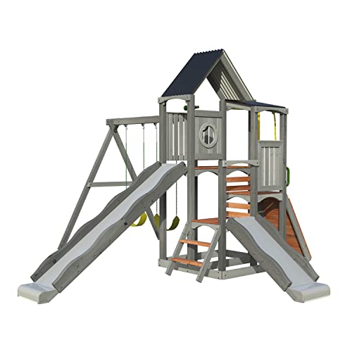 Jack & June Haven Cedar Playset with Swings, Slides, and Accessories