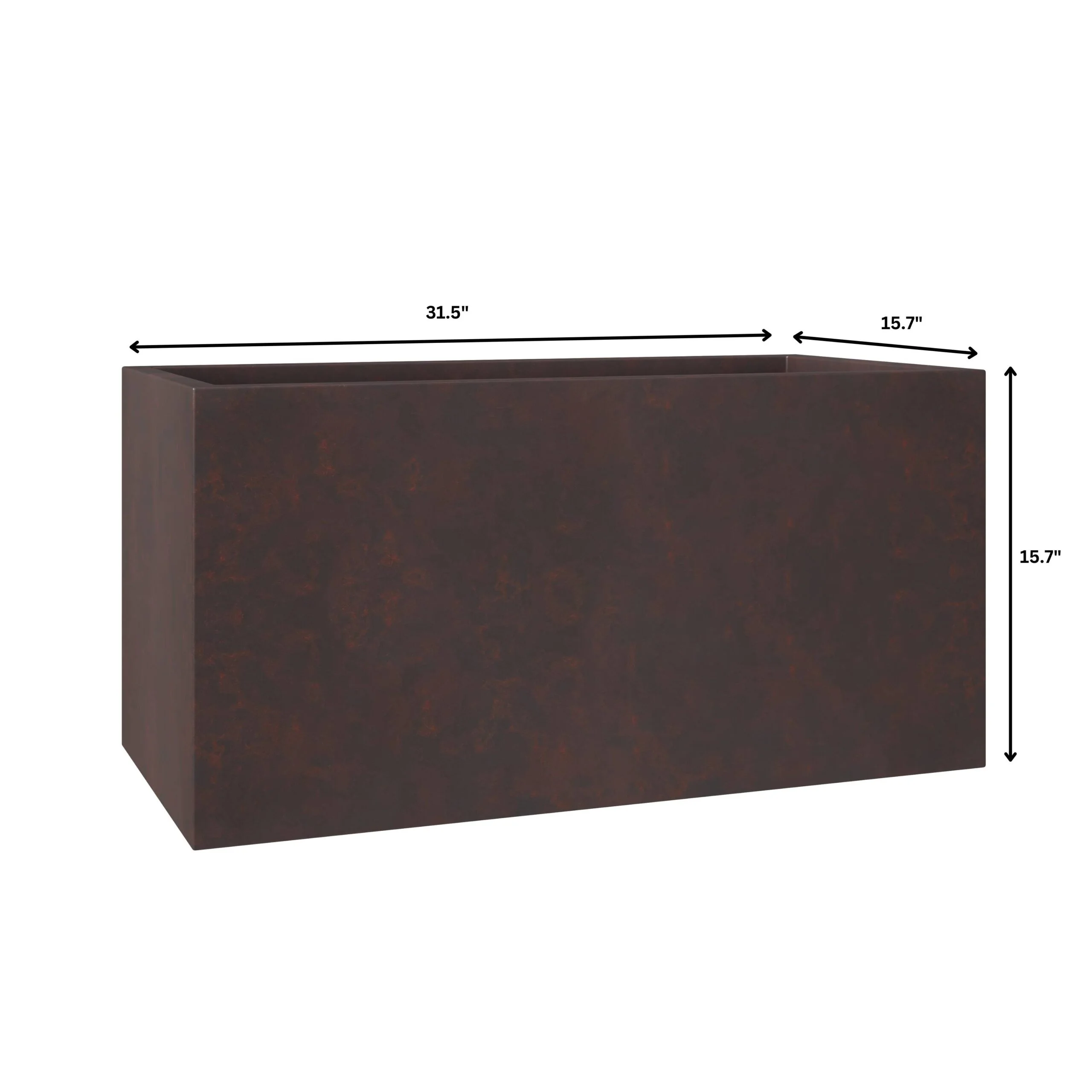 LeisureMod Bloom Fiberstone and MGO Clay Planter, Mid-Century Modern Rectangular Planter for Indoor and Outdoor Use (Brown, 16")