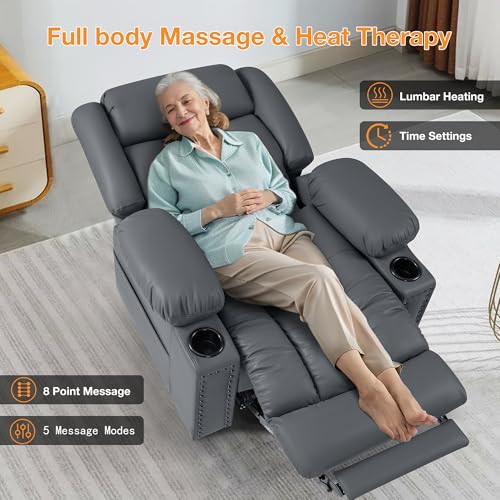 Triple Motor Large Power Lift Recliner Chair for Elderly with Heat and Massage, Lay Flat Lift Chairs for Seniors Infinite Position, Extended Footrest