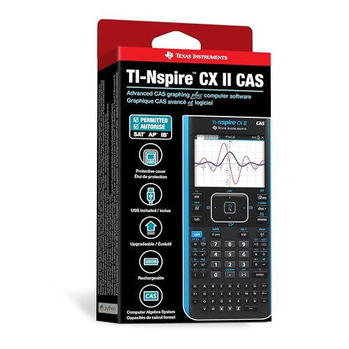 Texas Instruments TI-Nspire CX II CAS Graphing Calculator | Color Screen, 8 Built-in Apps, Python Programming, Included Software, for Math