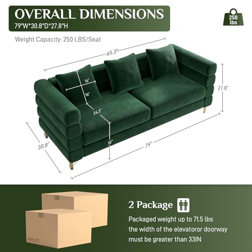 Cloud Couch for Living Room, 79" Modern Overstuffed Deep Seat Boucle Sherpa 3 Seater Sofa with 3 Pillows