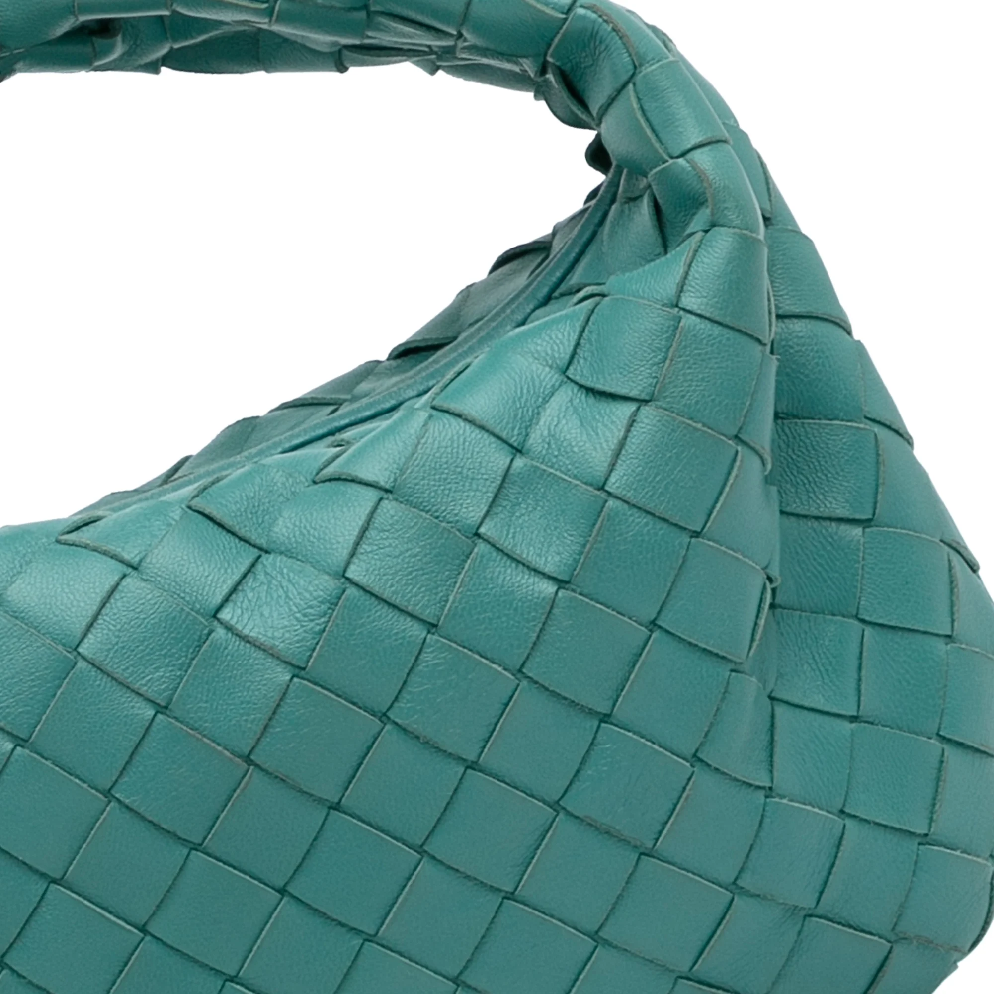 Pre-Owned Authenticated Bottega Veneta Mini Intrecciato Jodie Calf Leather Blue Handbag Top HandleBag Unisex (Good)