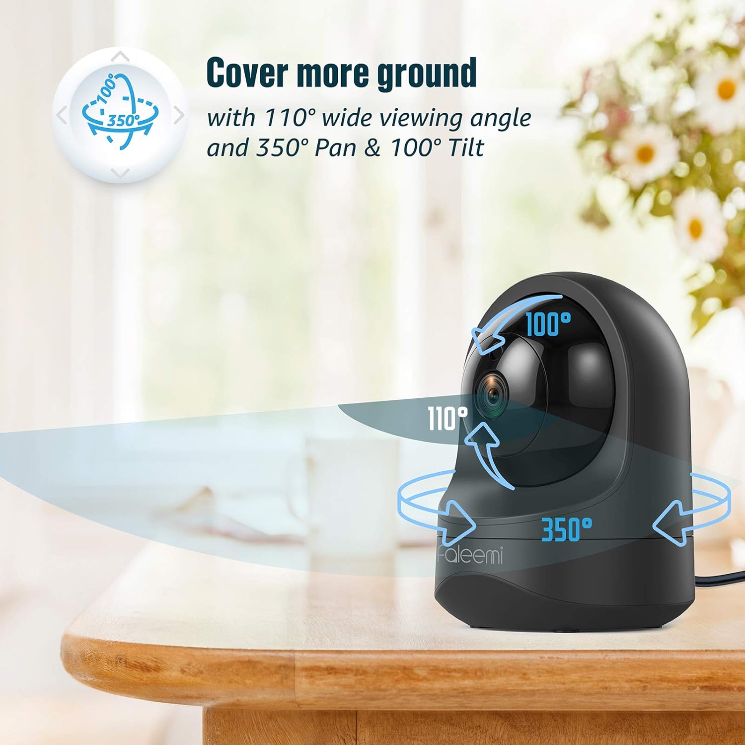 Wireless Security Camera, 1080P Pan/Tilt/Zoom WiFi Indoor Camera, Nanny Cam for Home/Pet/Baby/Elderly, with 24/7 Live Video, Night Vision
