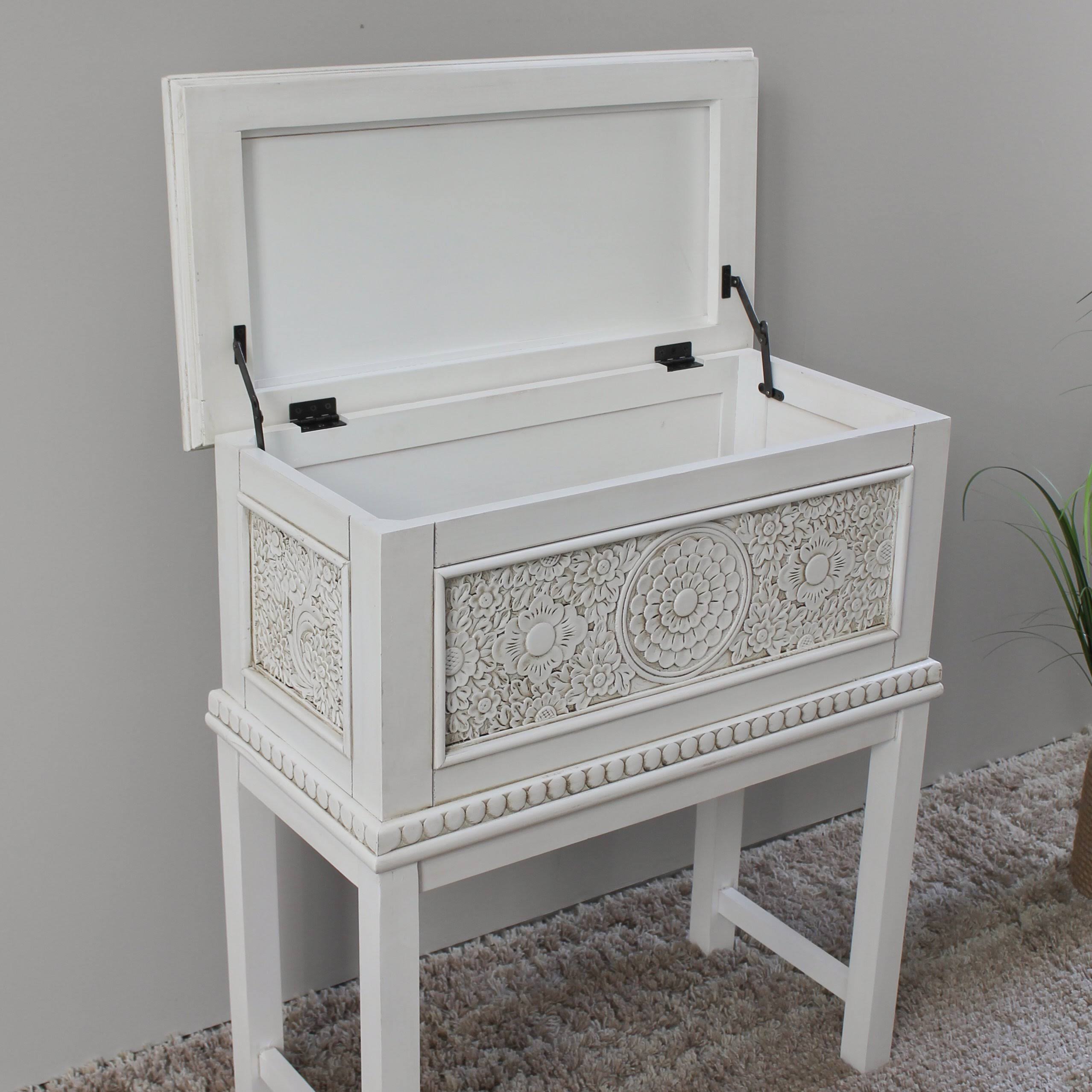 International Caravan Windsor Carved Wood Trunk on Stand