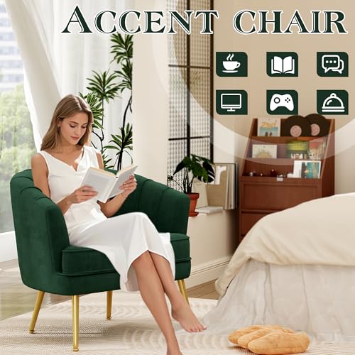 Andeworld Velvet Accent Chair, Upholstered Modern Single Sofa Side Chair