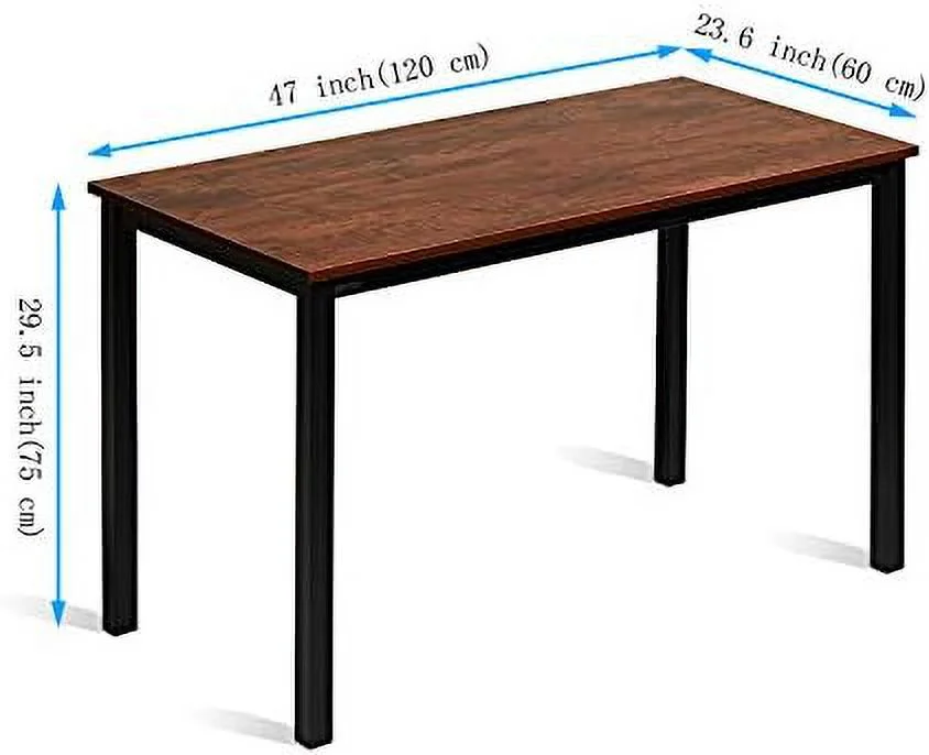 KHBIULIFE Computer Desk 55 Inch Modern Simple Large Study Writing Desk Industrial Style Laptop PC Table for Home Office  Sandalwood Board Black Leg
