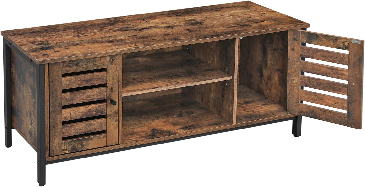 VASAGLE TV Stand for 50 Inches TV, TV Console Table with Storage Shelves, Cabinet with Storage, Louvered Doors, Entertainment Center for Living Room