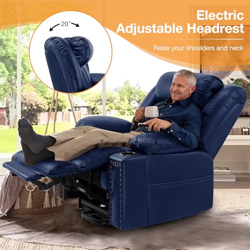 Triple Motor Large Power Lift Recliner Chair for Elderly with Heat and Massage, Lay Flat Lift Chairs for Seniors Infinite Position, Extended Footrest