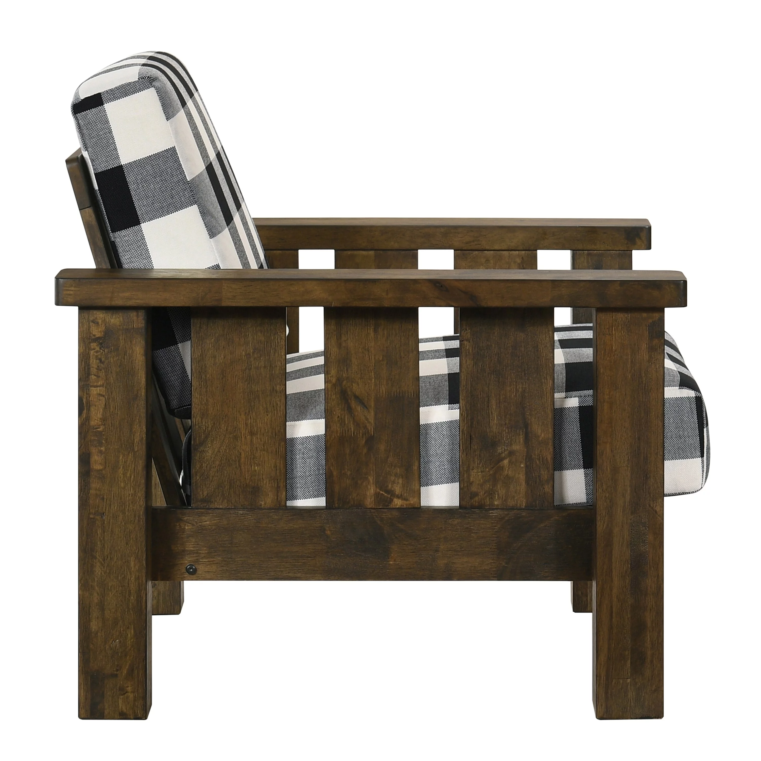 Furniture of America Jimo Rustic Oak Linen Fabric Padded Accent Chair by