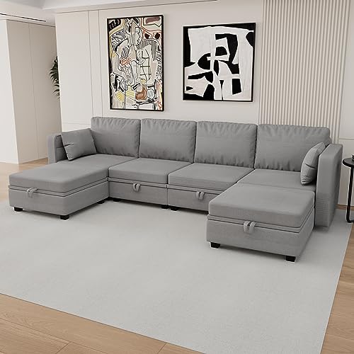 Modular Sectional Sofa, Modern U Shaped Sofa Couch with Storage, Soft Sponges & High Supportive