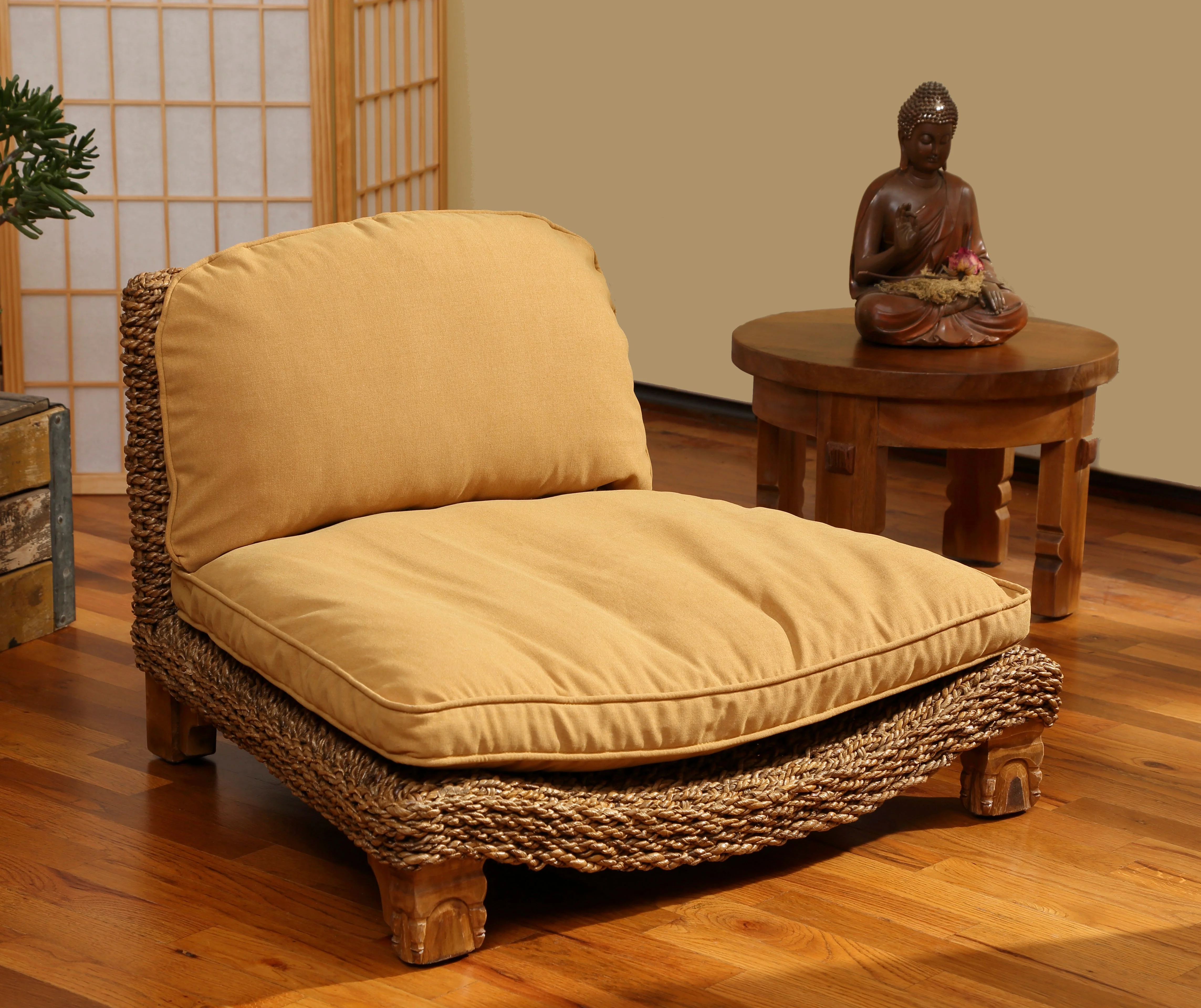 Seagrass Harmony Meditation Chair - Natural With Cream Cushion