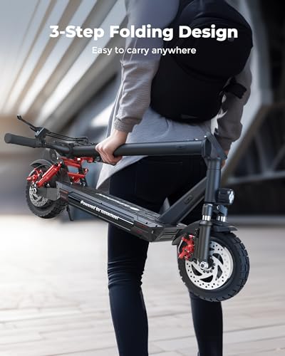 isinwheel GT1 Electric Scooter Adults, 28 MPH Top Speed, 28 Miles Range, 800W Motor E-Scooter, 10" Off-Road Tires, Double Braking Systems