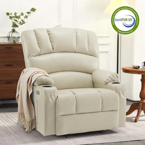 MCombo Oversized Power Lift Recliner Chair for Elderly, Lift Chair with Heat and Massage, Lift Recliner for Big and Tall, Cup Holders