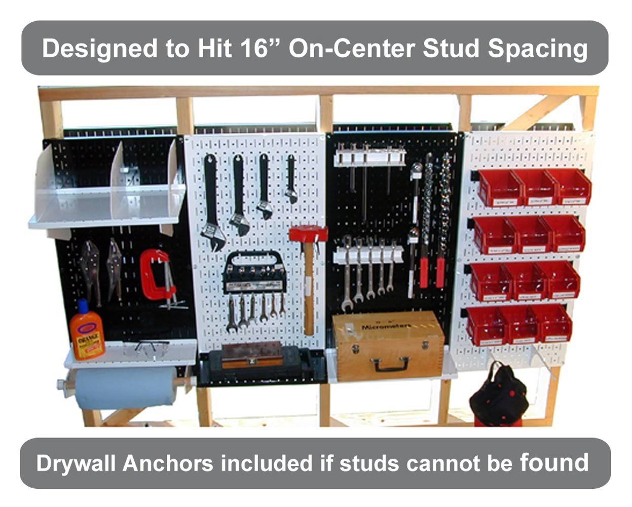 Wall Control 4ft Metal Pegboard Standard Tool Storage Kit - Red Toolboard u0026 Blue Accessories