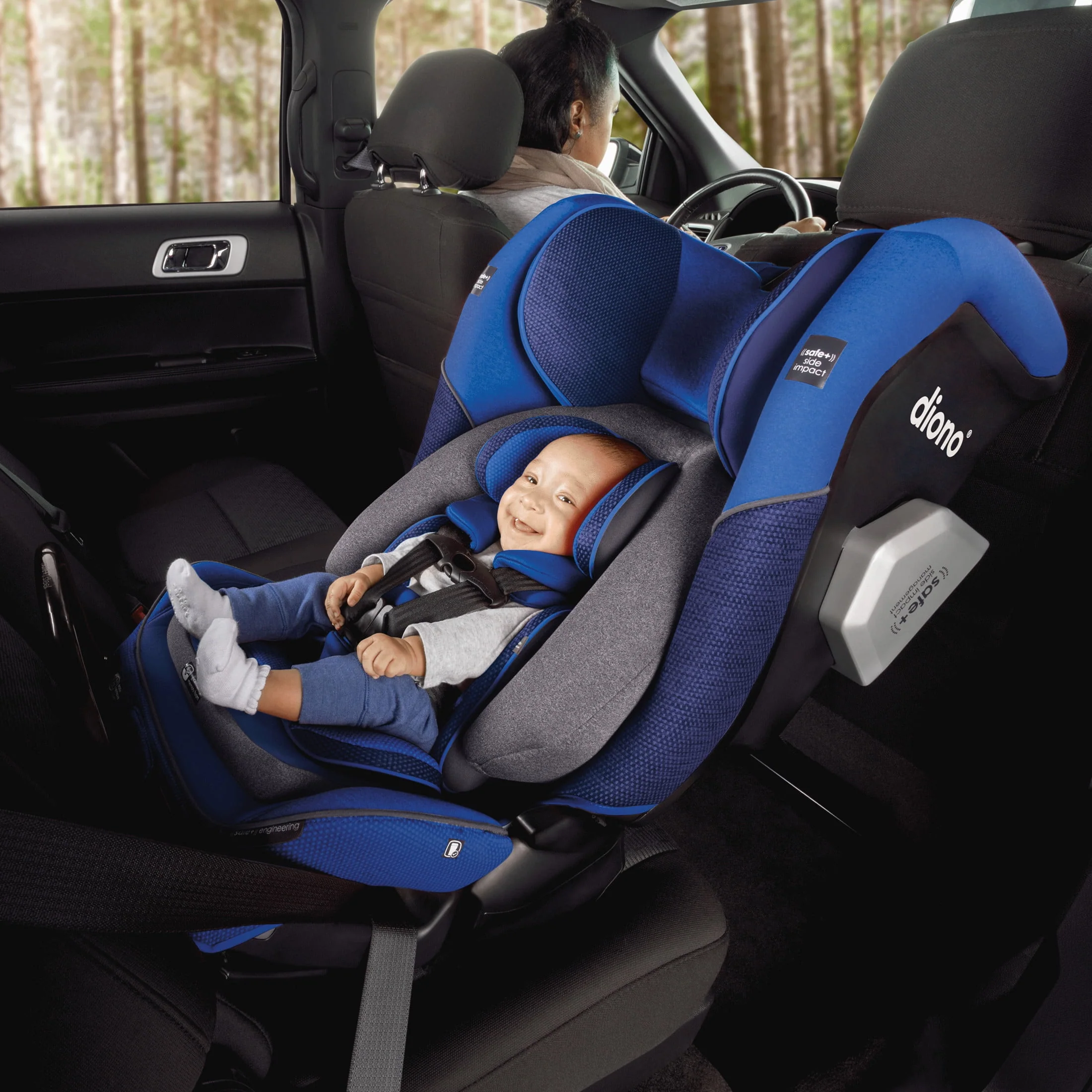 Diono Radian 3QXT SafePlus All-in-One Convertible Car Seat, Slim Fit 3 Across, Red