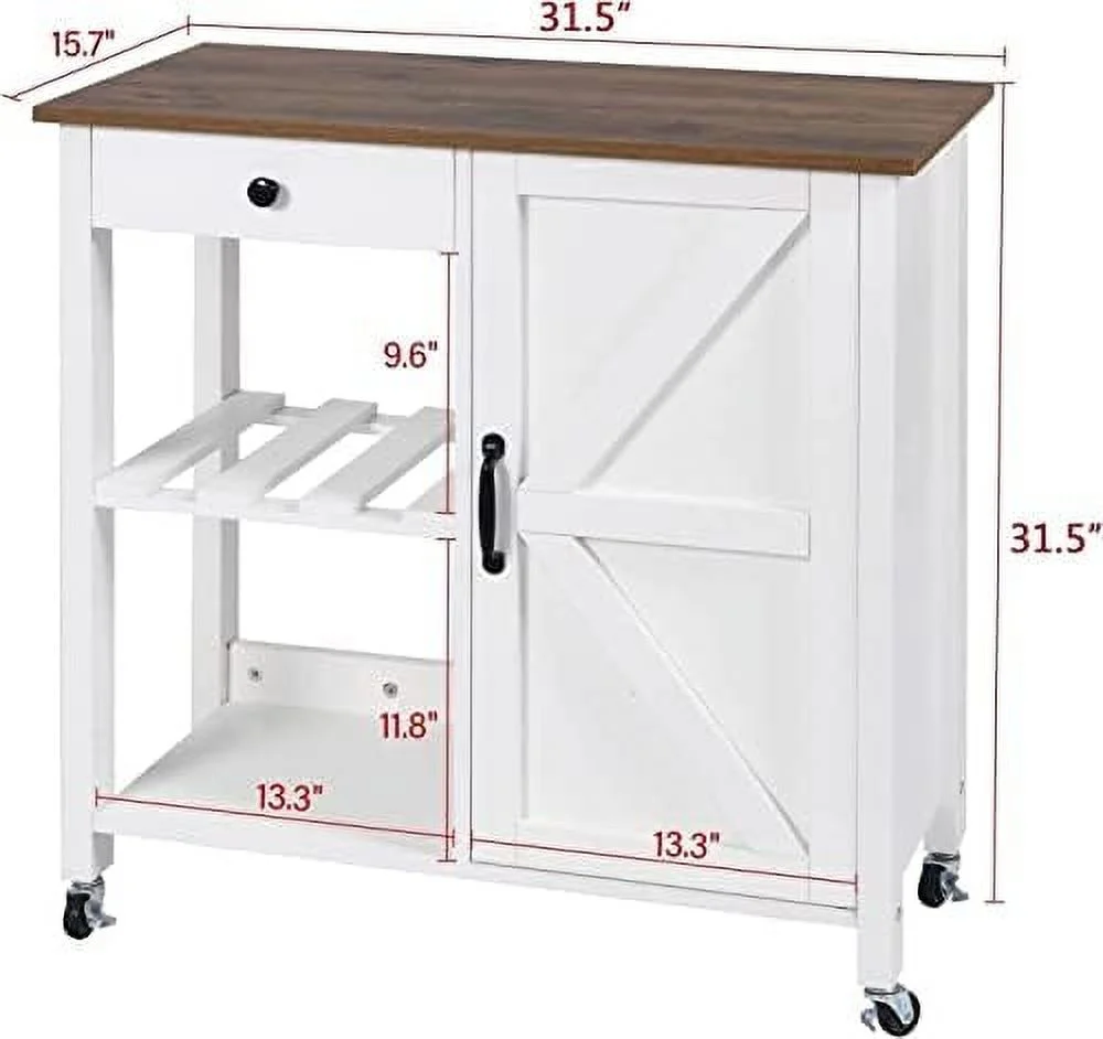 YZboomLife Coffee  with Drawer and Cabinet  Farmhouse Coffee Cart on Wheels with Adjustable Shelves  Corner Coffee  Cabinet for Dining Room  Living
