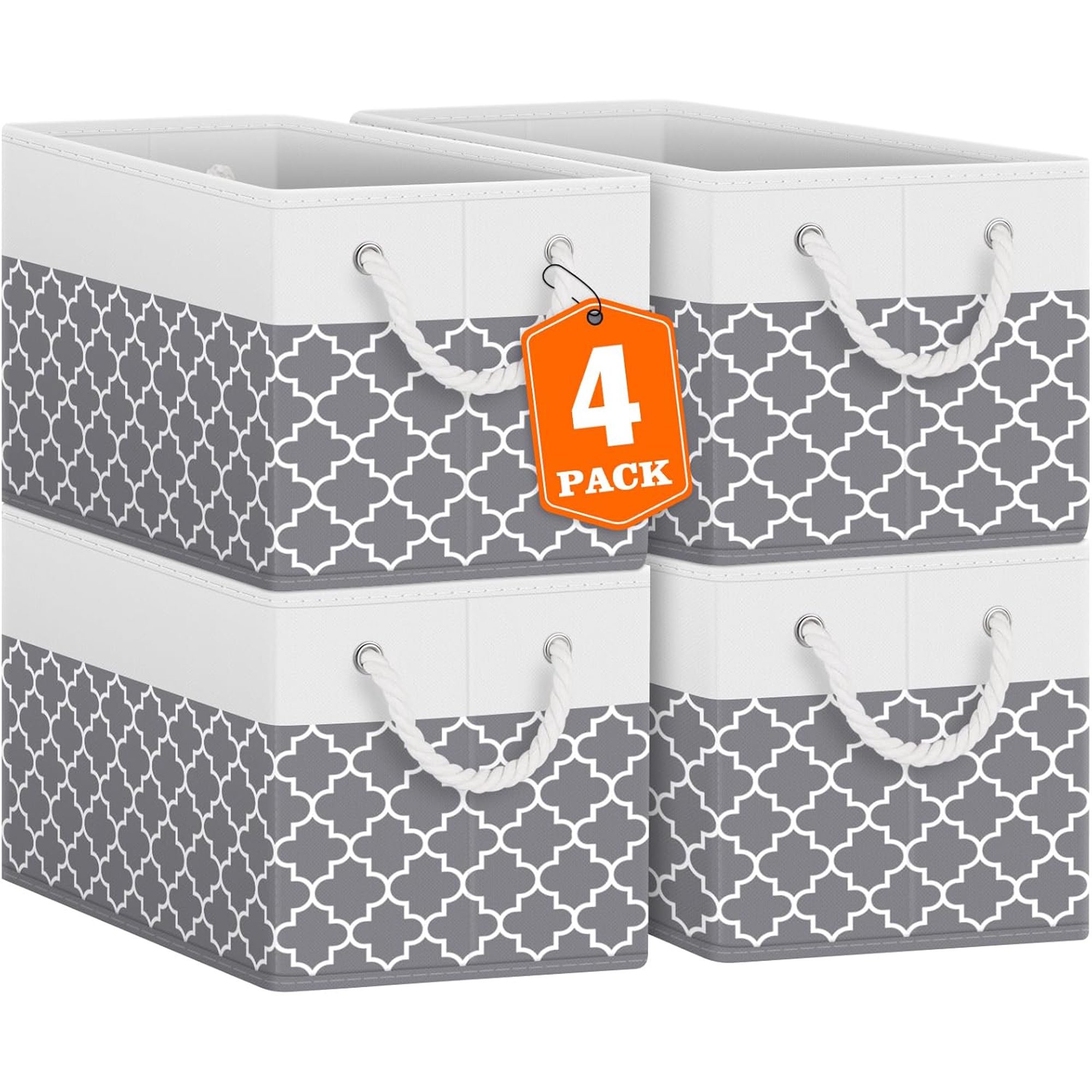 Storage Bins , Foldable Storage Baskets for Organizing Toys, Books, Shelves, Closet, Large Storage Box with Rope Handles, Sturdy Organizer Bins