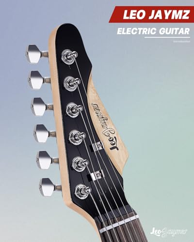 Leo Jaymz 39" Full Size ST Style Electric Guitar Starter Kit with SSH Pickup, 5W Portable Amp, Tuner, Gig Bag, Strap & Accessories (Violet Ocean)