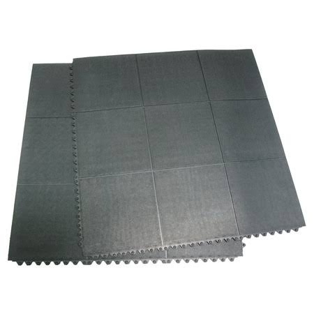 Rubber-Cal Revolution Interlocking Rubber Floor - 5/8 x 36 x 36-Inch Rubber Tiles - Black - 2 Pack