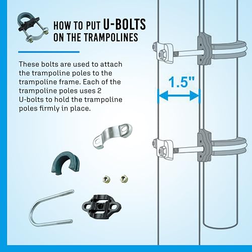 Machrus Upper Bounce Trampoline Safety Enclosure Set for 7.5 FT 10FT 12FT 13FT 14FT 15FT Frames - includes Net, Poles & Hardware