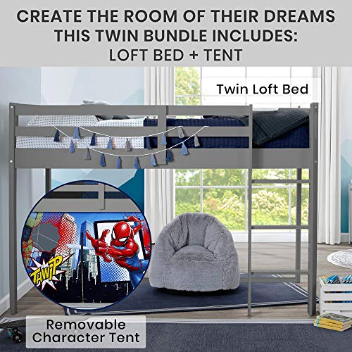 Delta Children Twin Loft Bed with Guardrail and Ladder (Coordinates with Loft Bed Tents Sold Separately), White