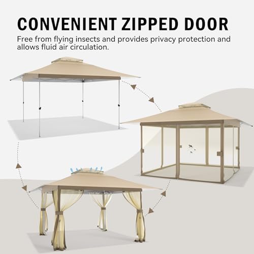 Outdoor Pop Up Gazebo 10x10 - Instant Canopy Tent with Mosquito Nettings