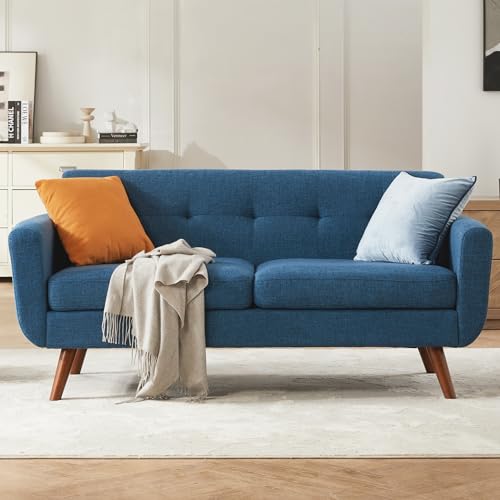 Tbfit L Shaped Couch Sofa, 80" W Mid-Century Modern Sectional Couches, 3 Seater Sofas with Wide Chaise Lounge & Two Pillows