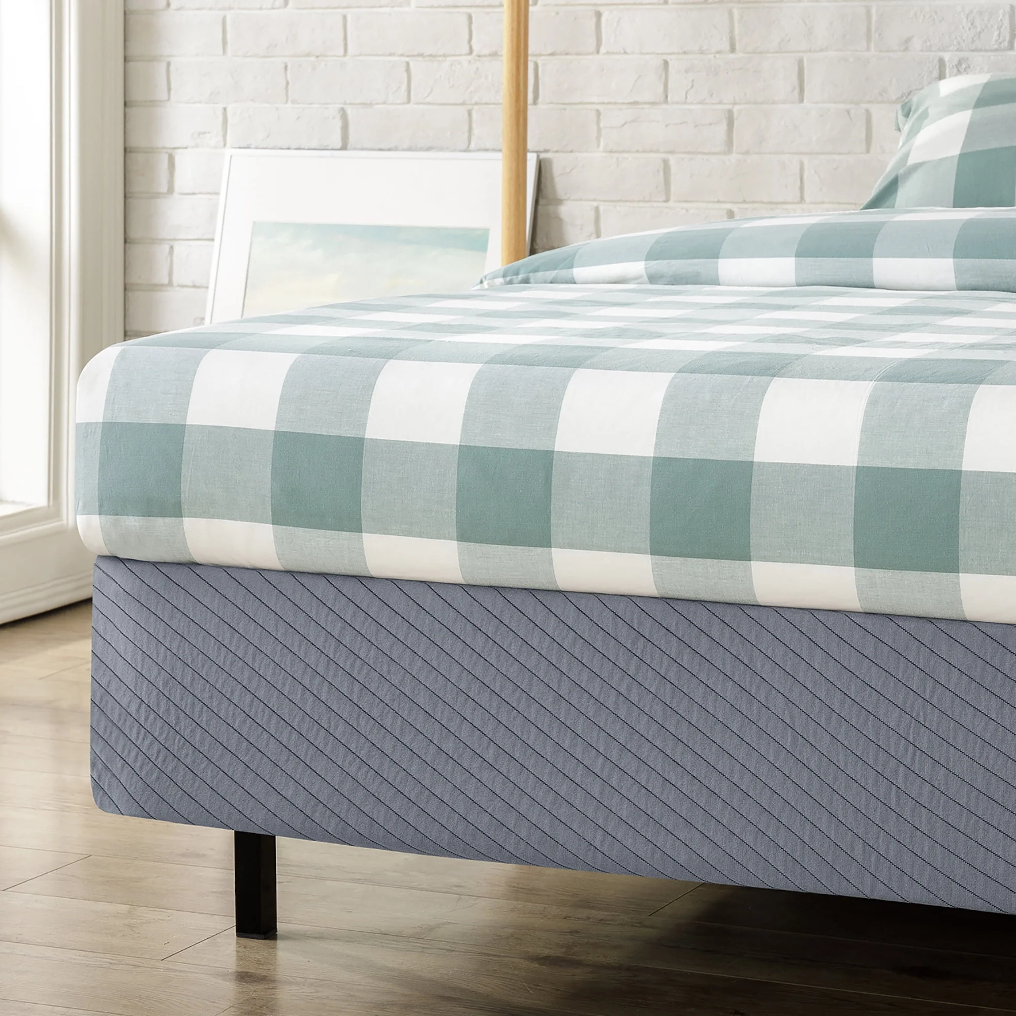 Mellow 9 Box Spring, Heavy Duty Steel, Easy Assembly, Navy, Queen
