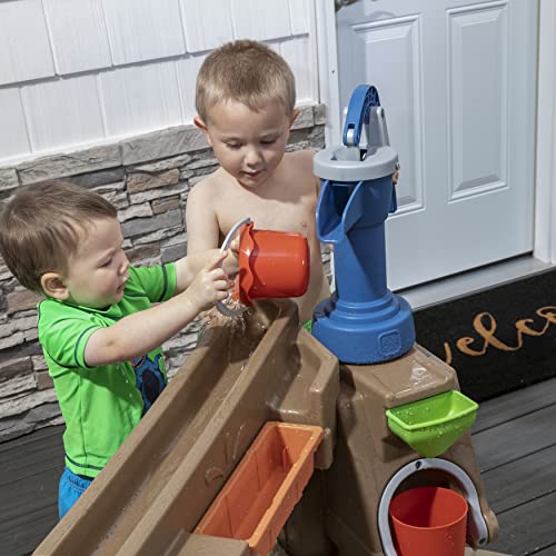 Step 2 Pump & Splash Discovery Pond Water Table, Kids Water Sensory Activity Pool, Summer Outdoor Toys, 10 Piece Toy Accessories