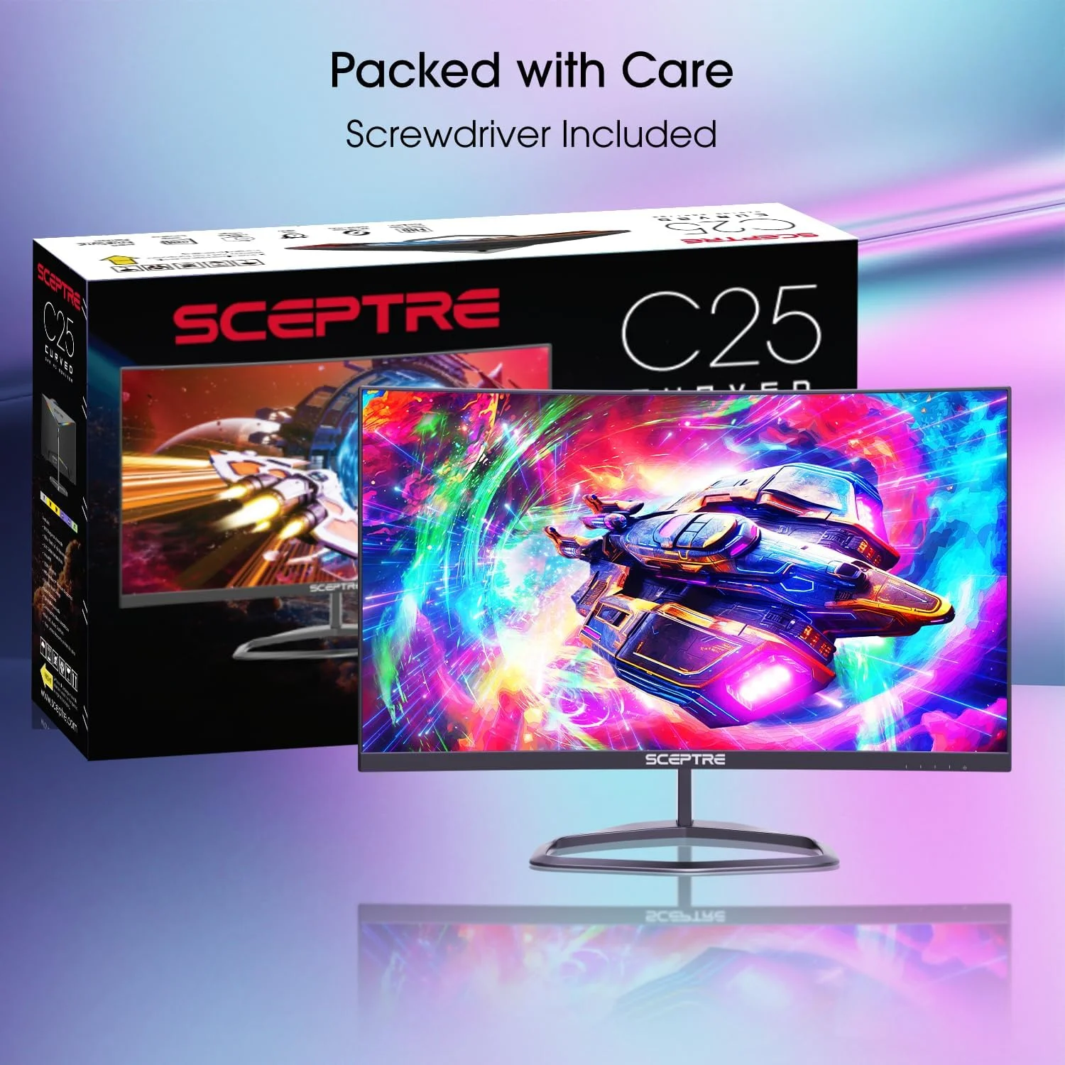 Sceptre Curved 24.5-inch Gaming Monitor up to 240Hz 1080p R1500 1ms DisplayPort x2 HDMI x2 Blue Light Shift Build-in Speakers
