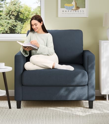 Sofa Accent Chair, 33" Reading Chair for Bedroom, Tool-Free Setup Living Room Accent Chairs, Comfy Arm Chairs Living Room, All-Wood Reading Nook