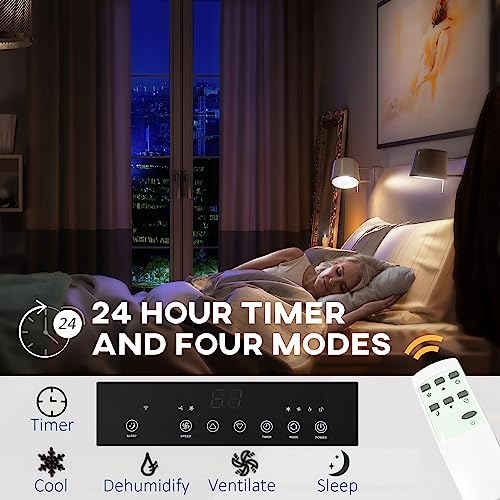 HOMCOM 8000 BTU Smart WiFi Enabled Portable Air Conditioner for Rooms Up to 215 Sq. Ft., 3-in-1 Moible AC Unit with Dehumidifier, Fan, Sleep