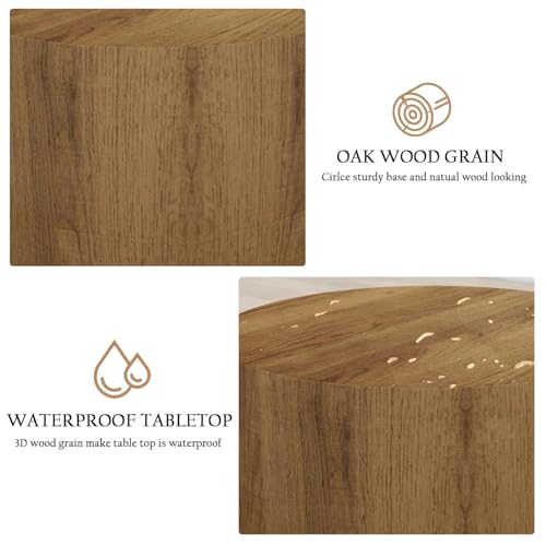 Vikiullf Nesting Coffee Table Set of 3, Round Wooden Coffee Tables, Modern Circle Table for Living Room, Bedroom, Accent Side Table