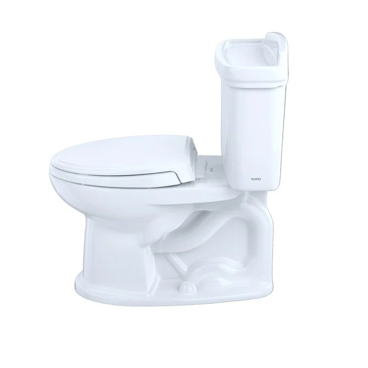 Toilet Eco Dartmouth 2 Pieces Close Coupled Universal Height Cotton Elongated ADA 32-1/2 Inch 1.28 Gallons per Flush Left Hand Chrome Less Seat