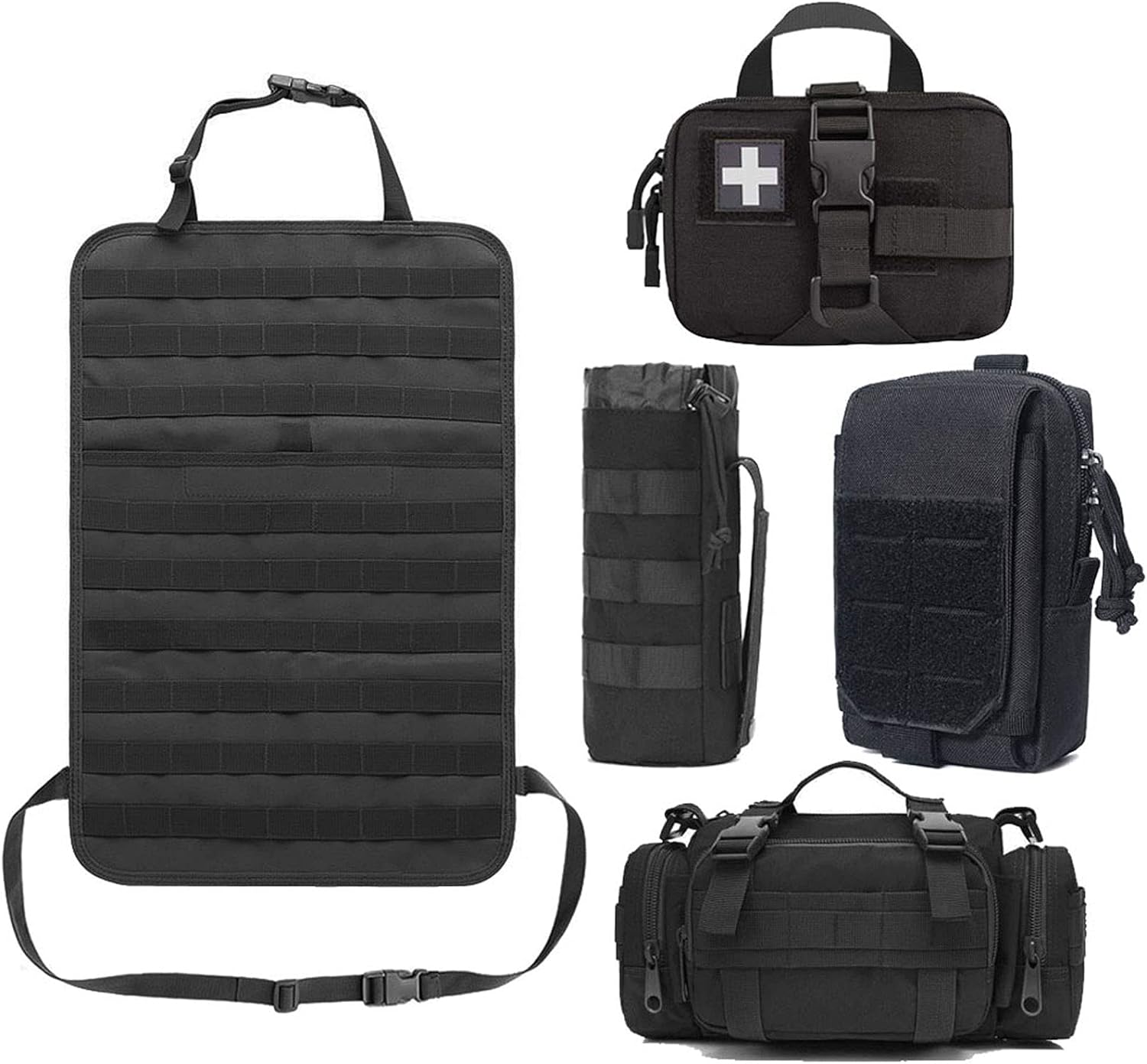 Molle Seat Back Organizer, Tactical Seat Covers, Molle Tactical Vehicle Organizers Panel Car Seat Covers Protector Black