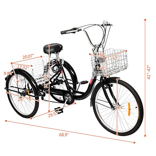 PEXMOR Adult Tricycle, 24/26 Inch 7 Speed 3 Wheel Bikes Tricycle for Adults, Adult Trike for Women/Men/Seniors