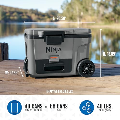 Ninja FrostVault 45qt Wheeled Cooler with Dry Zone, Integrated Fridge-Temp Dry Storage Drawer, Premium Heavy-Duty Insulated Cooler