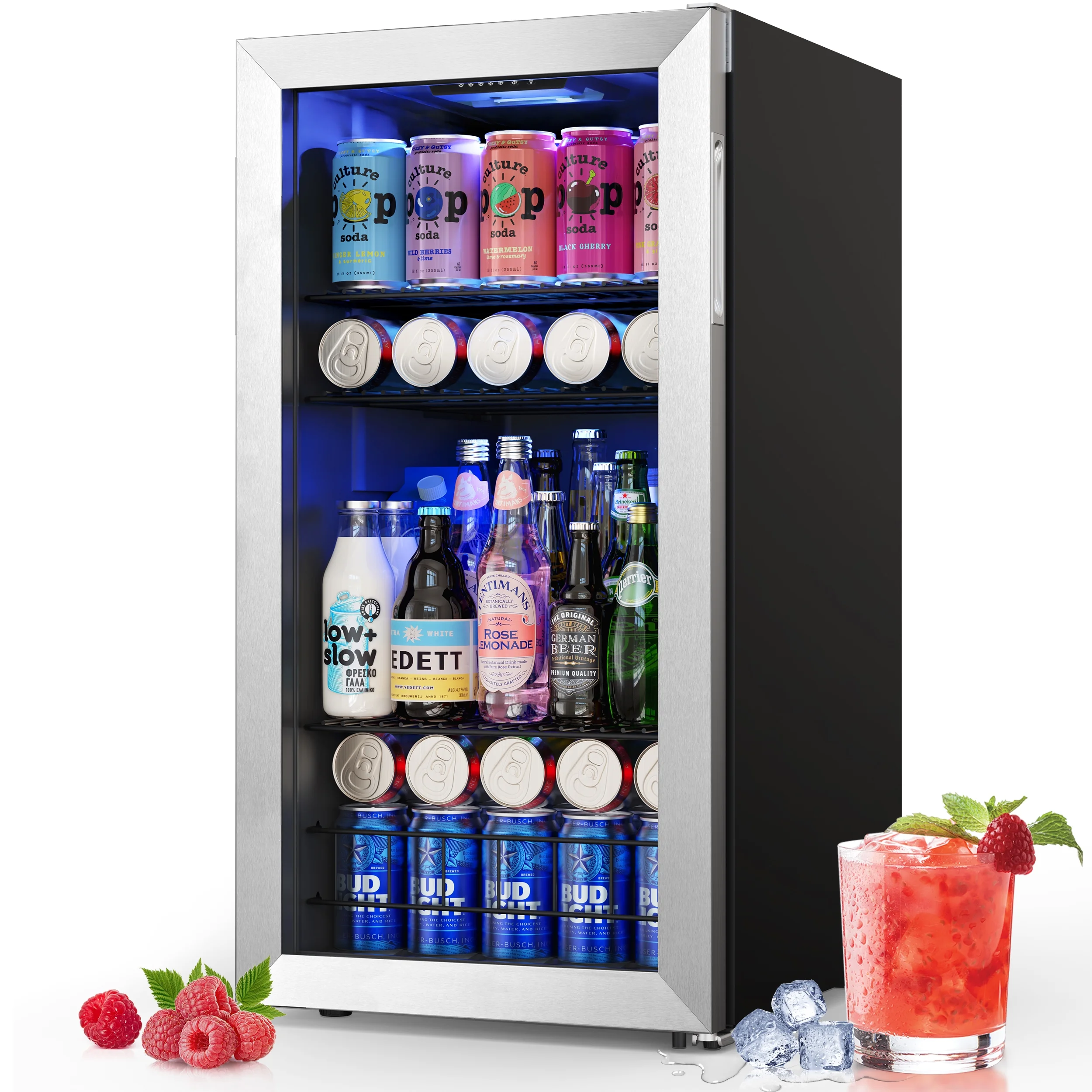Yeego Beverage Refrigerator Cooler, Freestanding Compact Mini Drink Fridge with Glass Door,95-121 Can
