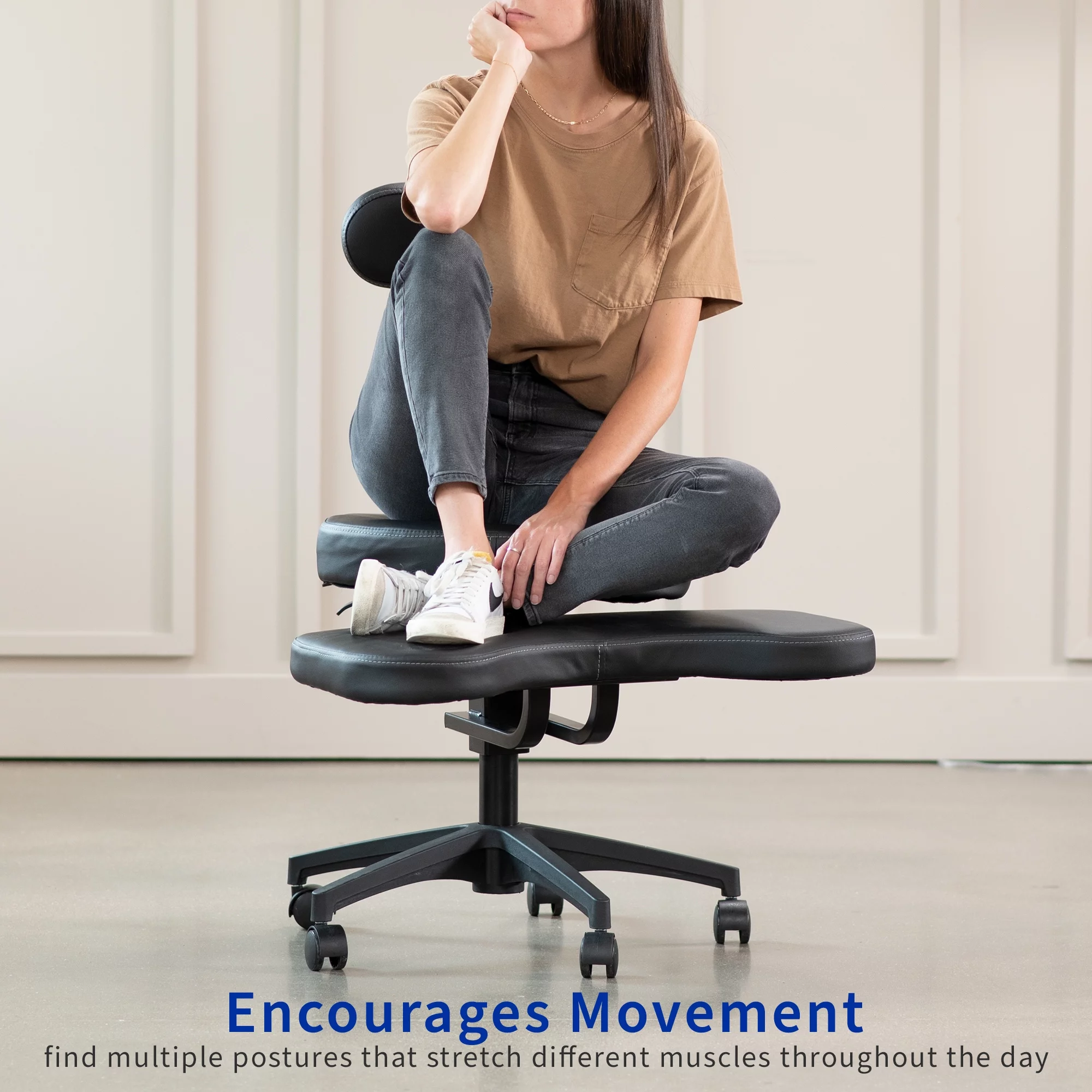 VIVO Black Ergonomic Cross Legged Swivel Chair, Adjustable Stool for Home and Office