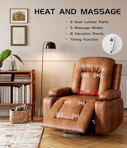 GarveeHome Power Lift Recliner Chair - Heat and Massage, Faux PU Electric Lift Recliner for Elderly & Mobility Impaired, Adjustable Back and Legs