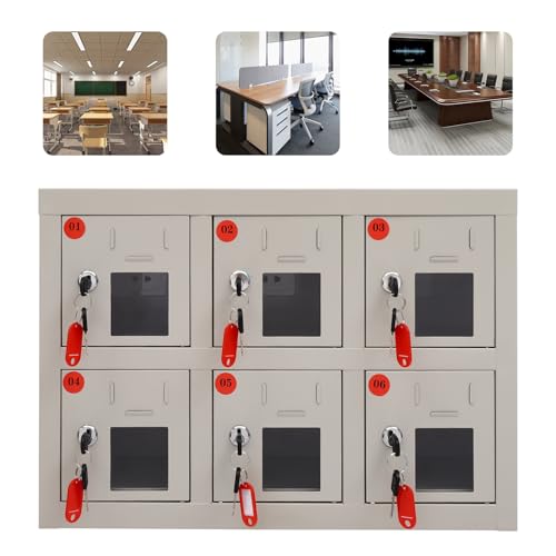 Cell Phone Locker 9 Bays Cell Mobile Phone Steel Locker with Charger Charging Station Cabinet and Key Lock for Classroom and Employees