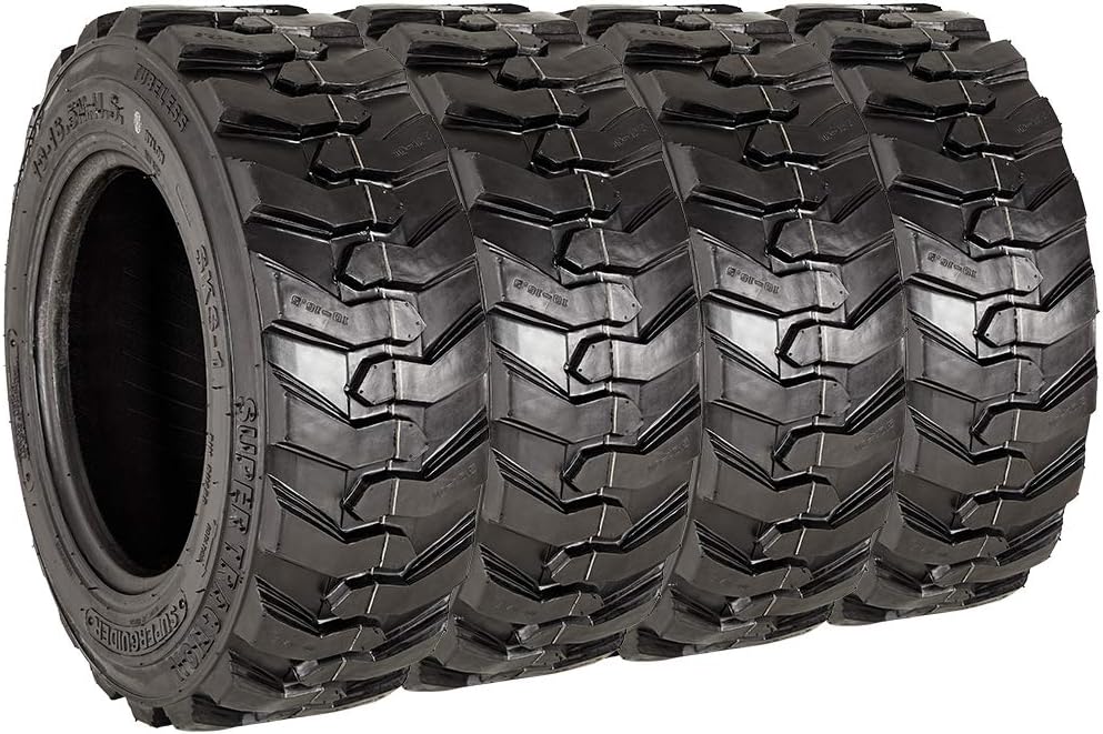 SUPERGUIDER Set of 4 Heavy Duty 10-16.5 Skid Steer Tire 12PR Industrial Tire for Bobcat